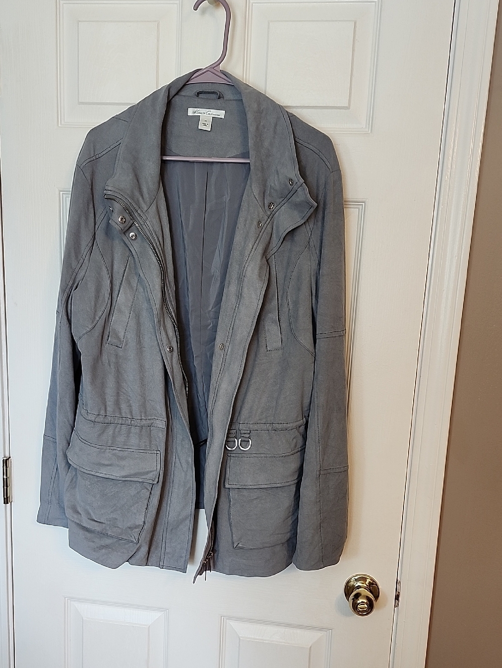 Kenneth Cole Light Gray Utility Jacket with Front Pockets